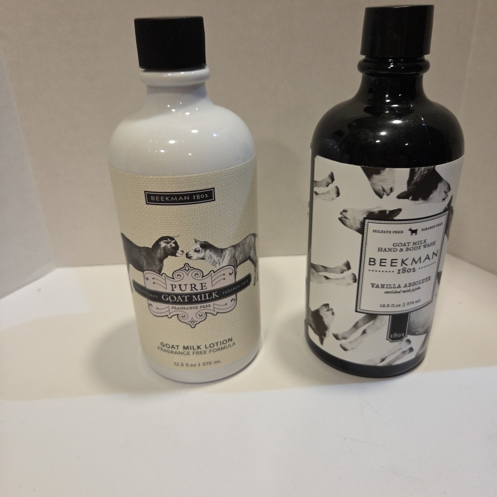 Set of 2 BEEKMAN 1802‎ GOAT MILK Body Wash Vanilla, Lotion Fragrance Free